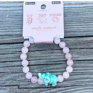 Simply Southern Light Pink Beaded Bracelet with Turquoise Elephant Charm